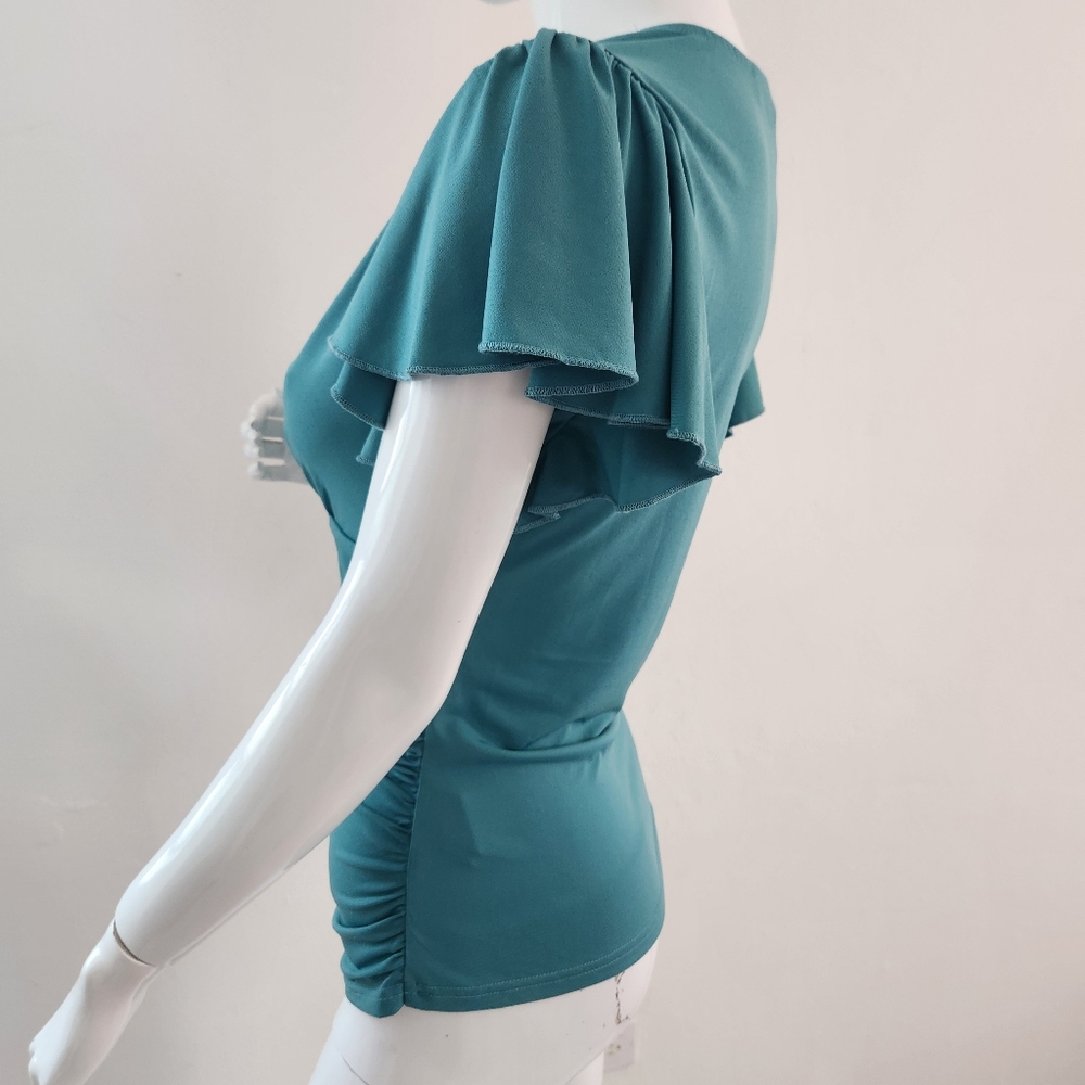 Grace Karin Small Emerald Wrap Blouse Elegant & Flattering - Picture 9 of 16